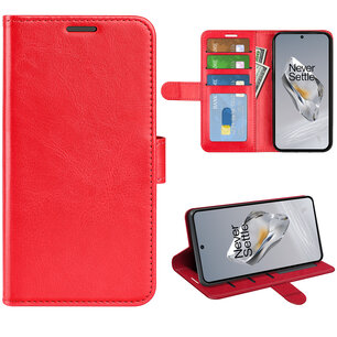OnePlus 12 Hoesje, MobyDefend Wallet Book Case (Sluiting Achterkant), Rood