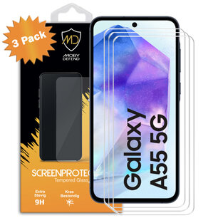 3-Pack Samsung Galaxy A55 Screenprotectors - MobyDefend Case-Friendly Screensavers - Gehard Glas
