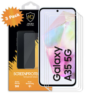 3-Pack Samsung Galaxy A35 Screenprotectors - MobyDefend Case-Friendly Screensavers - Gehard Glas