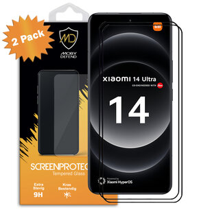 2-Pack Xiaomi 14 Ultra Screenprotectors - MobyDefend Screensavers Met Zwarte Randen - Gehard Glas 