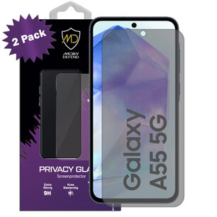 2-Pack MobyDefend Samsung Galaxy A55 Screenprotectors - Matte Privacy Glass Screensavers