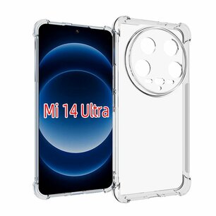 Xiaomi 14 Ultra Hoesje, MobyDefend Transparante Shockproof TPU Gelcase, Verstevigde Hoeken, Volledig Doorzichtig