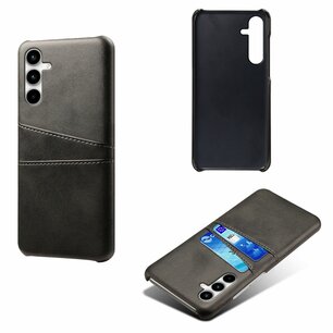 Samsung Galaxy A35 Hoesje, MobyDefend Lederen Backcover Met Vakjes Voor Pasjes, Zwart