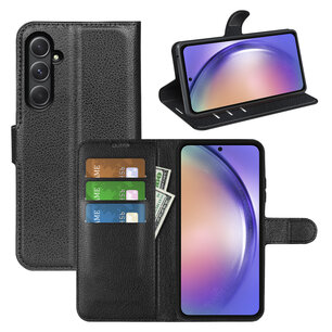 Samsung Galaxy A55 Hoesje, MobyDefend Kunstleren Wallet Book Case (Sluiting Voorkant), Zwart