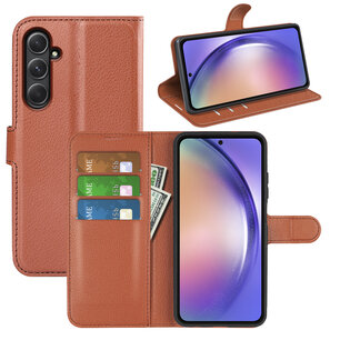Samsung Galaxy A55 Hoesje, MobyDefend Kunstleren Wallet Book Case (Sluiting Voorkant), Bruin