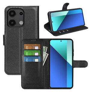 Xiaomi Redmi Note 13 4G Hoesje, MobyDefend Kunstleren Wallet Book Case (Sluiting Voorkant), Zwart
