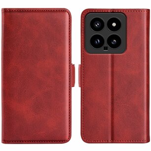 Xiaomi 14 Hoesje, MobyDefend Luxe Wallet Book Case (Sluiting Zijkant), Rood