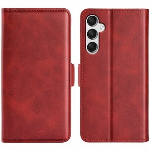 Samsung Galaxy A15 Hoesje, MobyDefend Luxe Wallet Book Case (Sluiting Zijkant), Rood