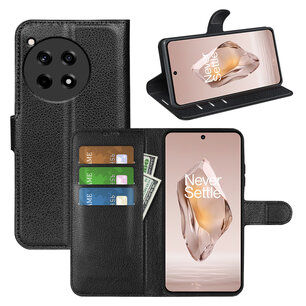 OnePlus 12R Hoesje, MobyDefend Kunstleren Wallet Book Case (Sluiting Voorkant), Zwart