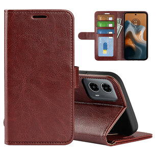 Motorola Moto G34 Hoesje, MobyDefend Wallet Book Case (Sluiting Achterkant), Bruin