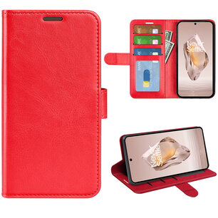 OnePlus 12R Hoesje, MobyDefend Wallet Book Case (Sluiting Achterkant), Rood