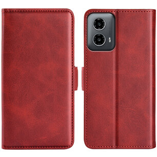 Motorola Moto G34 Hoesje, MobyDefend Luxe Wallet Book Case (Sluiting Zijkant), Rood