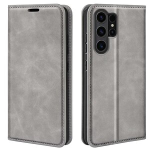 Samsung Galaxy S24 Ultra hoesje - Luxe Wallet Bookcase (Magnetische Sluiting) - Grijs