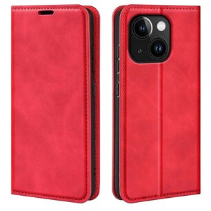 iPhone 15 hoesje - Luxe Wallet Bookcase (Magnetische Sluiting) - Rood