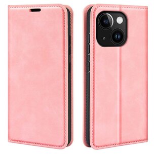 iPhone 15 hoesje - Luxe Wallet Bookcase (Magnetische Sluiting) - Roze
