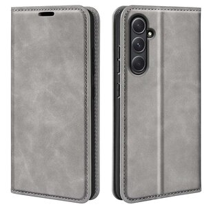 Samsung Galaxy A55 hoesje - Luxe Wallet Bookcase (Magnetische Sluiting) - Grijs