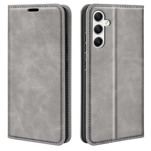 Samsung Galaxy A35 hoesje - Luxe Wallet Bookcase (Magnetische Sluiting) - Grijs