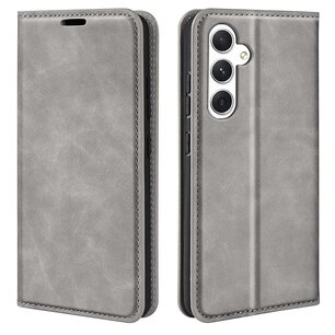 Samsung Galaxy S24 Hoesje - Luxe Wallet Bookcase (Magnetische Sluiting) - Grijs