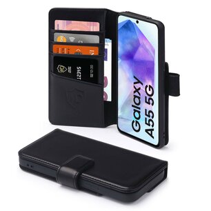 Samsung Galaxy A55 Hoesje - Luxe MobyDefend Wallet Bookcase - Zwart