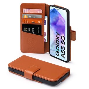 Samsung Galaxy A55 Hoesje - Luxe MobyDefend Wallet Bookcase - Bruin