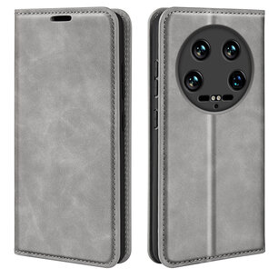 Xiaomi 14 Ultra Hoesje - Luxe Wallet Bookcase (Magnetische Sluiting) - Grijs