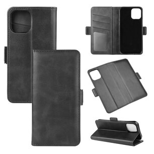 Apple iPhone 12 / iPhone 12 Pro Hoesje - MobyDefend Luxe Wallet Book Case (Sluiting Zijkant) - Zwart