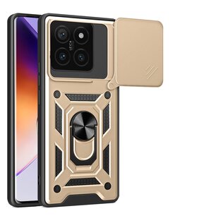 Xiaomi 14T Hoesje - MobyDefend Pantsercase Met Draaibare Ring - Goud