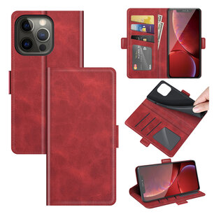 iPhone 13 Pro Max Hoesje - MobyDefend Luxe Wallet Book Case (Sluiting Zijkant) - Rood