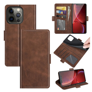 iPhone 13 Pro Max Hoesje - MobyDefend Luxe Wallet Book Case (Sluiting Zijkant) - Bruin