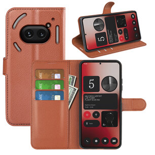 Nothing Phone (2a) / Nothing Phone (2a) Plus Hoesje - MobyDefend Kunstleren Wallet Book Case (Sluiting Voorkant) - Bruin