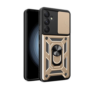 Samsung Galaxy A35 Hoesje - MobyDefend Pantsercase Met Draaibare Ring - Goud
