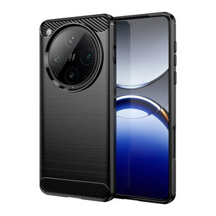 Oppo Find X8 Pro Hoesje - MobyDefend TPU Backcover - Geborstelde Metaal & Carbon-Look - Zwart