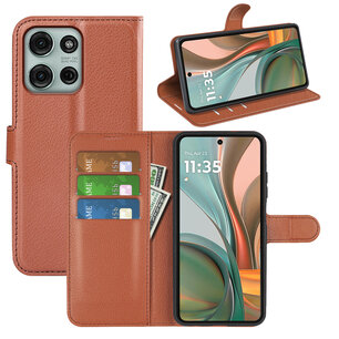 Motorola Moto G75 Hoesje - MobyDefend Kunstleren Wallet Book Case (Sluiting Voorkant) - Bruin