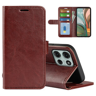 Motorola Moto G75 Hoesje - MobyDefend Wallet Book Case (Sluiting Achterkant) - Bruin