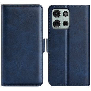 Motorola Moto G75 Hoesje - MobyDefend Luxe Wallet Book Case (Sluiting Zijkant) - Blauw