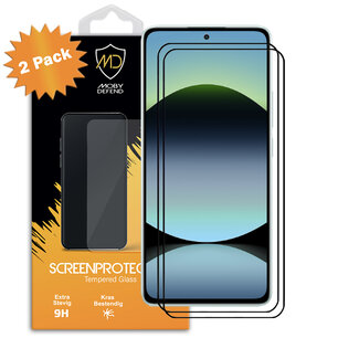 2-Pack Xiaomi Redmi Note 14 5G Screenprotectors - MobyDefend Screensavers Met Zwarte Randen - Gehard Glas 