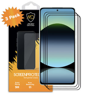 3-Pack Xiaomi Redmi Note 14 5G Screenprotectors - MobyDefend Screensavers Met Zwarte Randen - Gehard Glas 