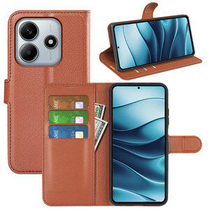 Xiaomi Redmi Note 14 5G Hoesje - MobyDefend Kunstleren Wallet Book Case (Sluiting Voorkant) - Bruin