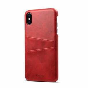 Apple iPhone XS Max hoesje, PU lederen hardcase met kaarthouder, rood