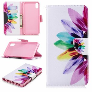 Apple iPhone XS Max hoesje, 3-in-1 bookcase met print, gekleurde bloem