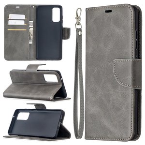Samsung Galaxy S20 FE hoesje, MobyDefend Wallet Book Case Met Koord, Grijs