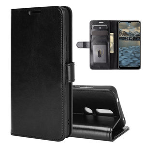 Nokia 2.4 hoesje, MobyDefend Wallet Book Case (Sluiting Achterkant), Zwart