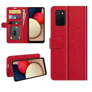 Samsung Galaxy A03s hoesje, MobyDefend Wallet Book Case (Sluiting Achterkant), Rood